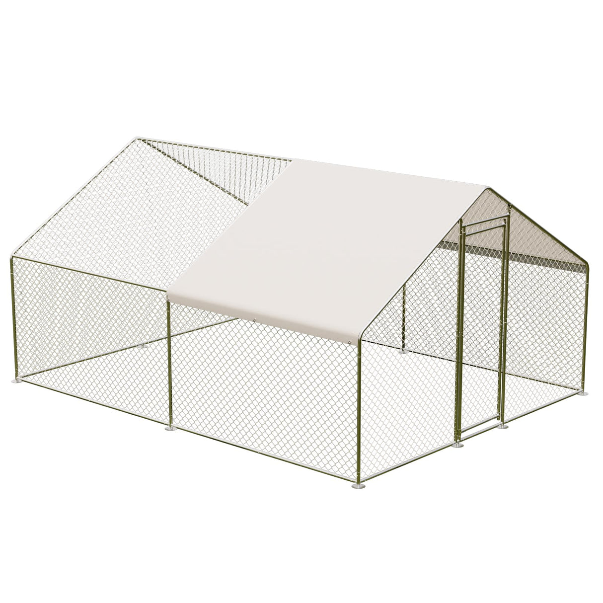 Large Metal Chicken Coop, 13.1 Ft Large Chicken Runs for Yard with Cover, Spire Roof Metal Chicken Coop with Lock for Outdoor, Backyard, Farm, Duck, Rabbit Hipicute