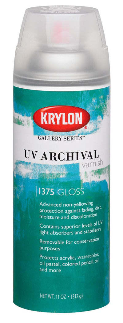 Krylon K01375000 Gallery Series UV Archival Varnish Aerosol Spray, Gloss, 11 Ounce