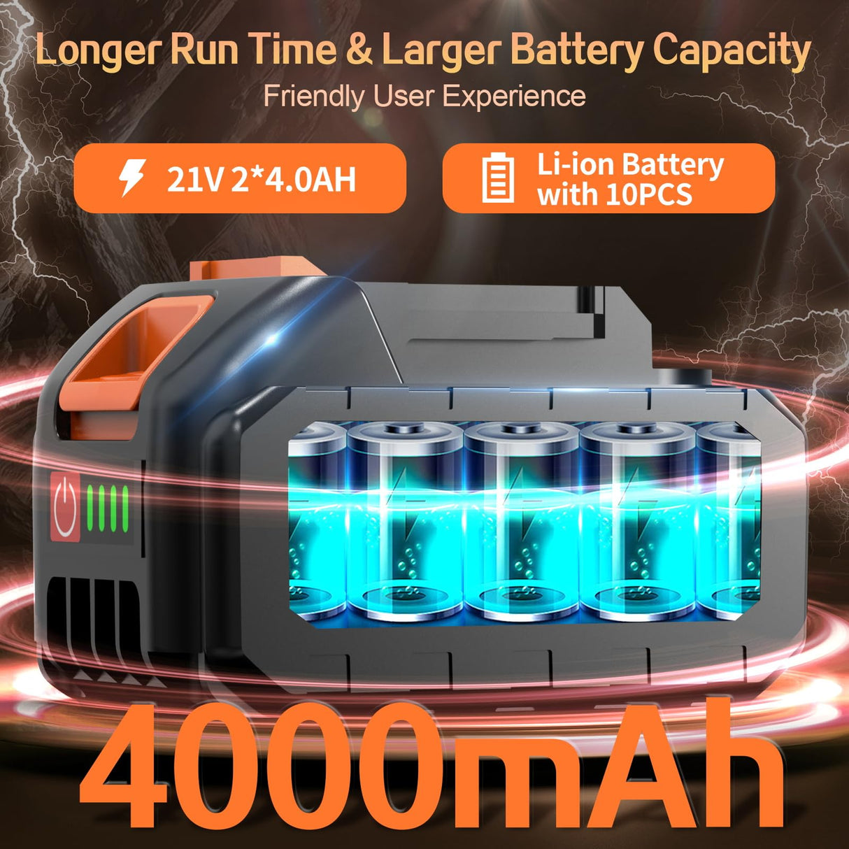 Cordless Impact Wrench, 665Ft-Ibs (900N.m) 1/2" Electric Impact Wrench, 21V Power Impact Drill with 2x 4.0Ah Battery, 6 Sockets, 8 Drill, 6 Screws, Impact Gun Variable Speeds for Car/Truck/Mower Protmex