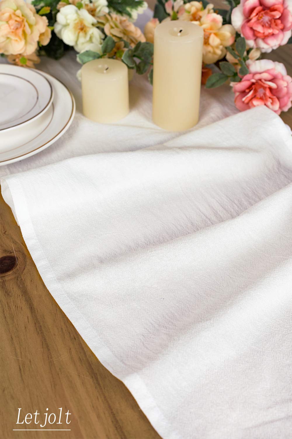 Letjolt White Table Runner 72 Inches Long Shabby Chic Ruffled Table Runner Farmhouse Table Decor Rustic Home Table Decoration for Baby Shower Bride Shower Letjolt