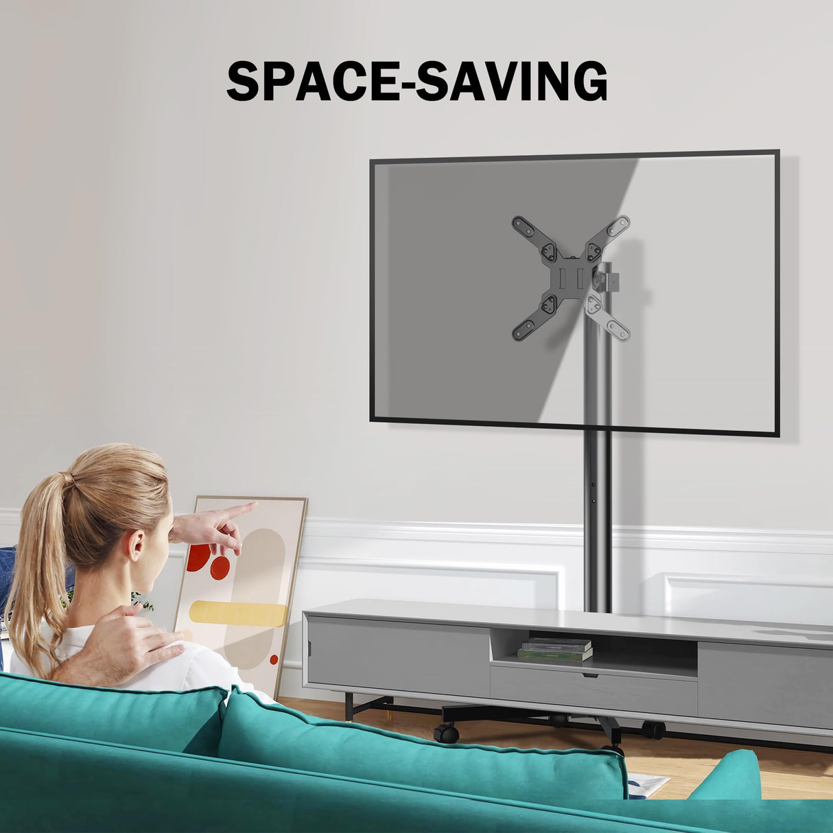 XINLEI Mobile TV Carts, Rolling TV Stand on Wheels for 13-50" Flat/Curved TVs Height Adjustable 30° Tilt Floor TV Stand Portable Monitor Stand Holds up to 44lbs Max VESA 200x200mm ML1350 XINLEI