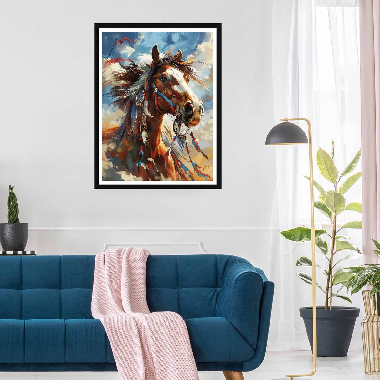 SKRYUIE 5D Horse Diamond Painting Kits - DIY Diamond Art Kits for Adults Indians, Full Round Drill - Crystal Cross Stitch - Adults Craft for Wall & Office Decor - 12x16 Inch z6 SKRYUIE