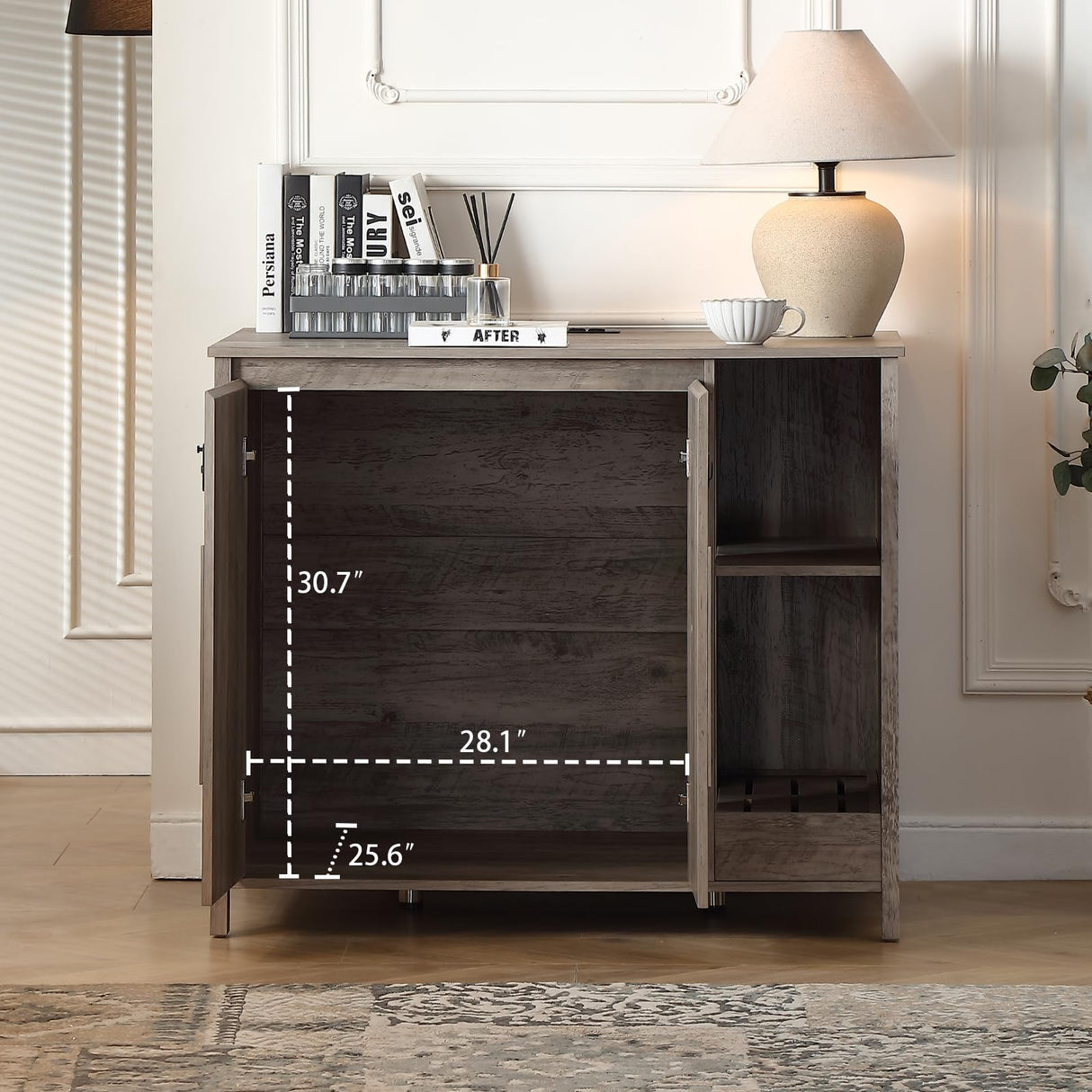 FOREST GRAVITY Cat-Faced Doors Cat Litter Robot Enclosure,Automatic Litter Box Enclosure for Litter Robot 3/4,Power Outlet for Litter Robot Cabinet,Litter Collector,Dog-Proof Adjustable Shelf,Grey FOREST GRAVITY