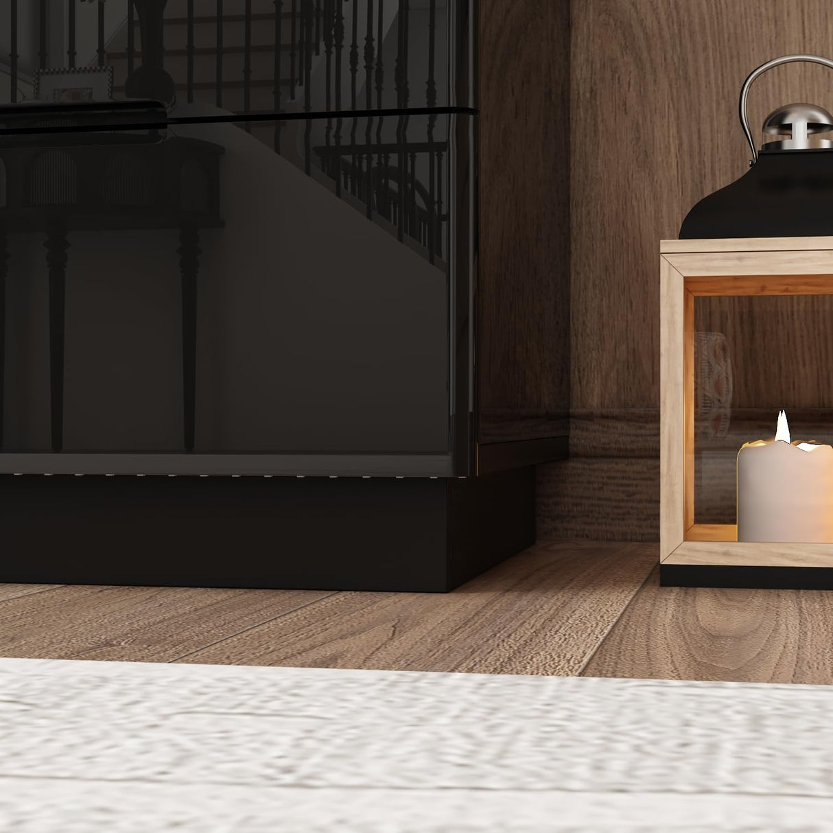 Homsee Large 8 Drawer Double Dresser with LED Light, Modern Dresser Chest of Drawers with High Gloss Surface for Bedroom, Black (63”W x 15.7”D x 30.9”H) Homsee