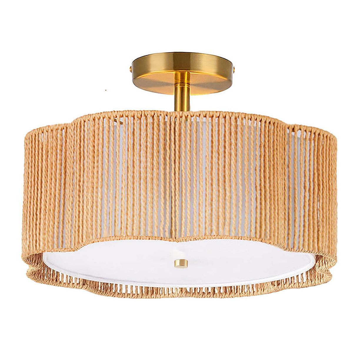 Rattan Ceiling Light Fixtures flush mount,Boho Ceiling Light,Semi Flush Mount Ceiling Light,Small Rattan chandelier for bedroom,Nursery Light Fixture,Drum Light Fixture,Rattan Mini Chandelier Jolydoly