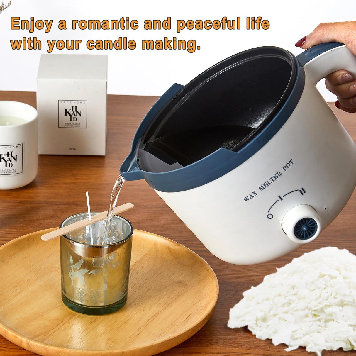 Soy Candle Making Kit with Wax Melter,Bulk Soy Wax for Candle Making, DIY Candle Maker Set Supplies for Adults with 5lbs Soy Wax, Wax Melter, 100 Candle Wicks, 100 Wick Stickers KQU