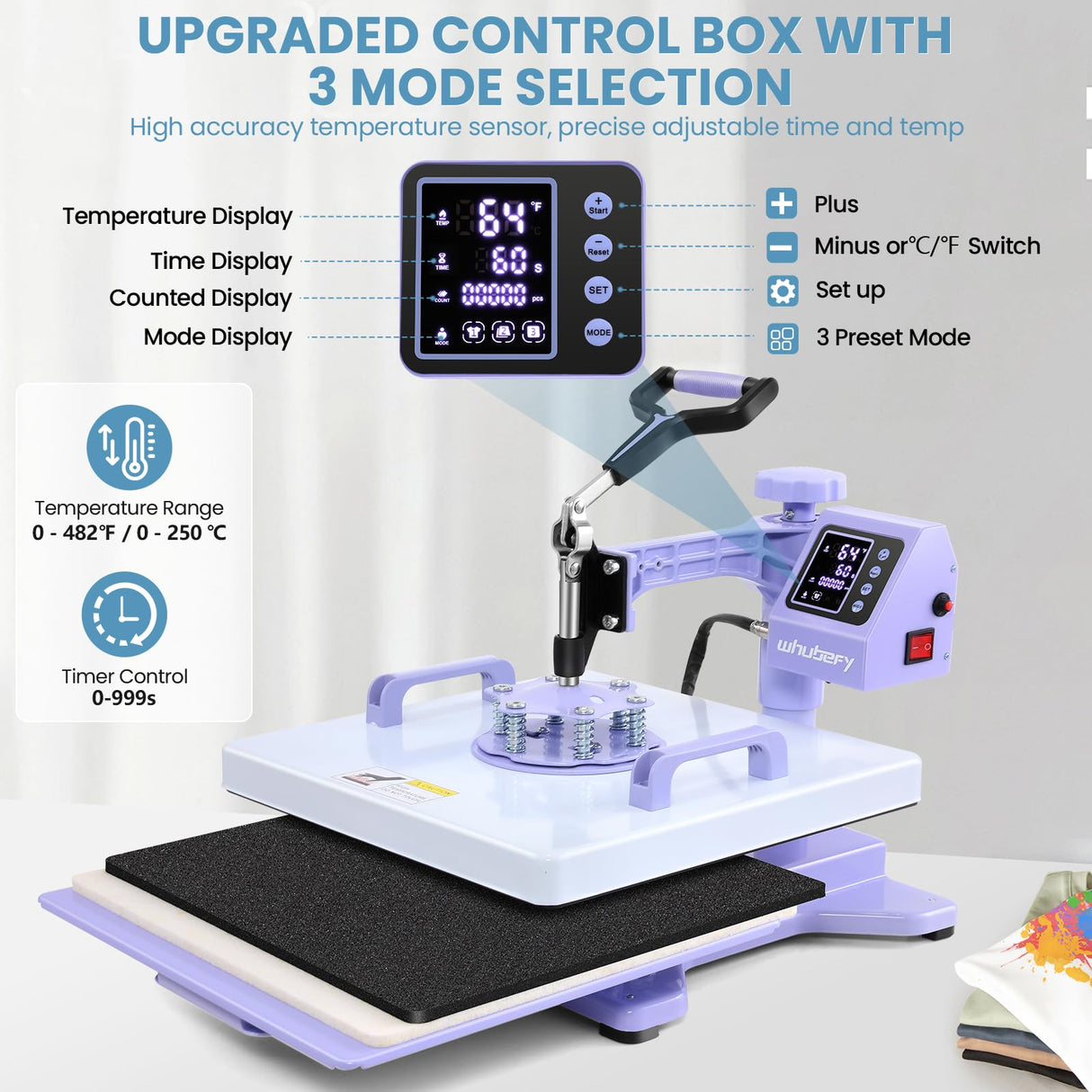 Whubefy Heat Press 15x15 inch 8 in 1 with 30OZ Tumbler Press, Slide Out 360° Swing Away Digital Shirt Press Machine, Industrial-Quality Heat Transfer Sublimation for T-Shirt/Tumbler/Mug/Hat/Cap/Plate Whubefy