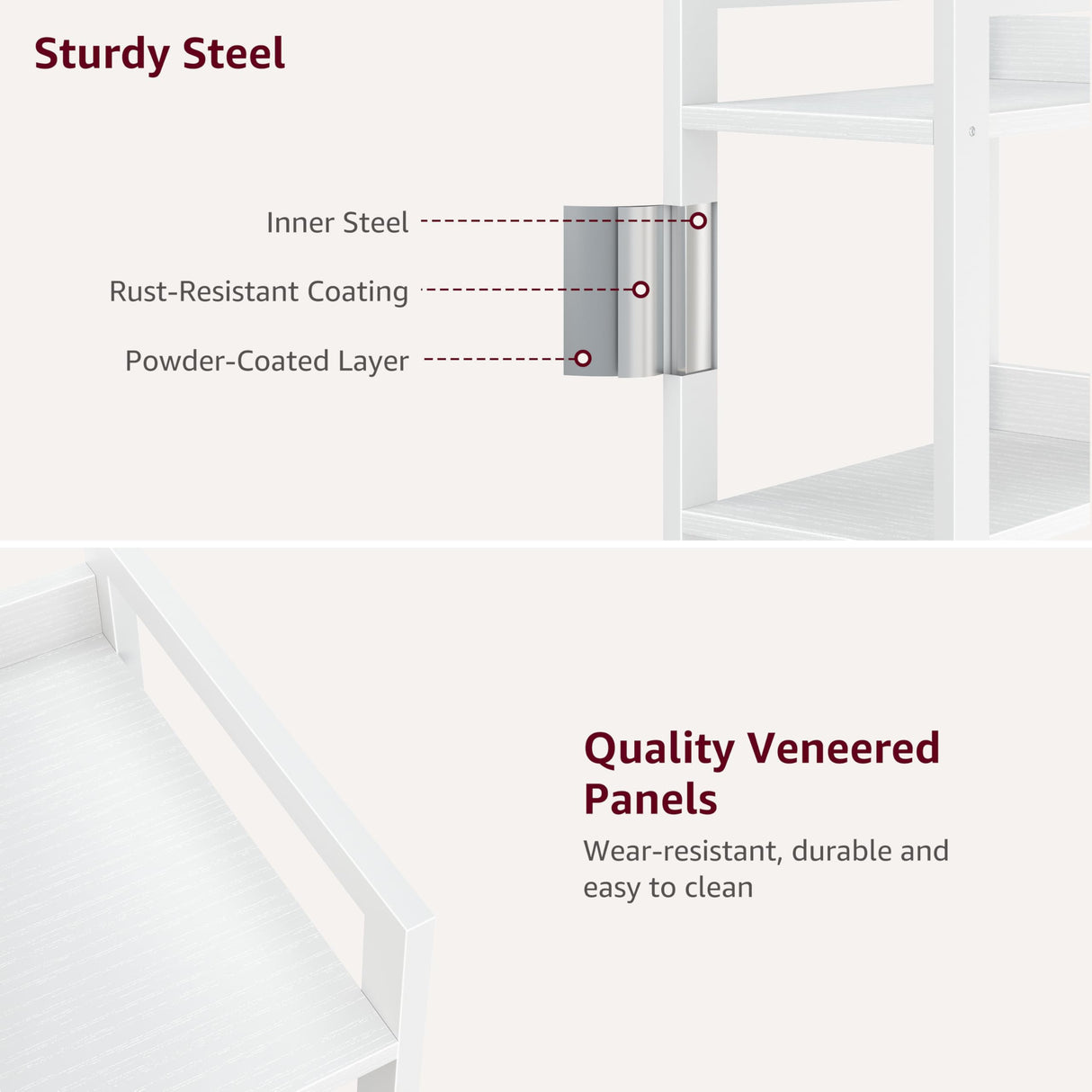 KLUVIS White Narrow Bookshelf with 3 Drawers - 4 Tier Thin Book Shelf for Small Spaces Skinny Shelves Slim Farmhouse Fabric Drawer 60 inch Tall (04W) KLUVIS