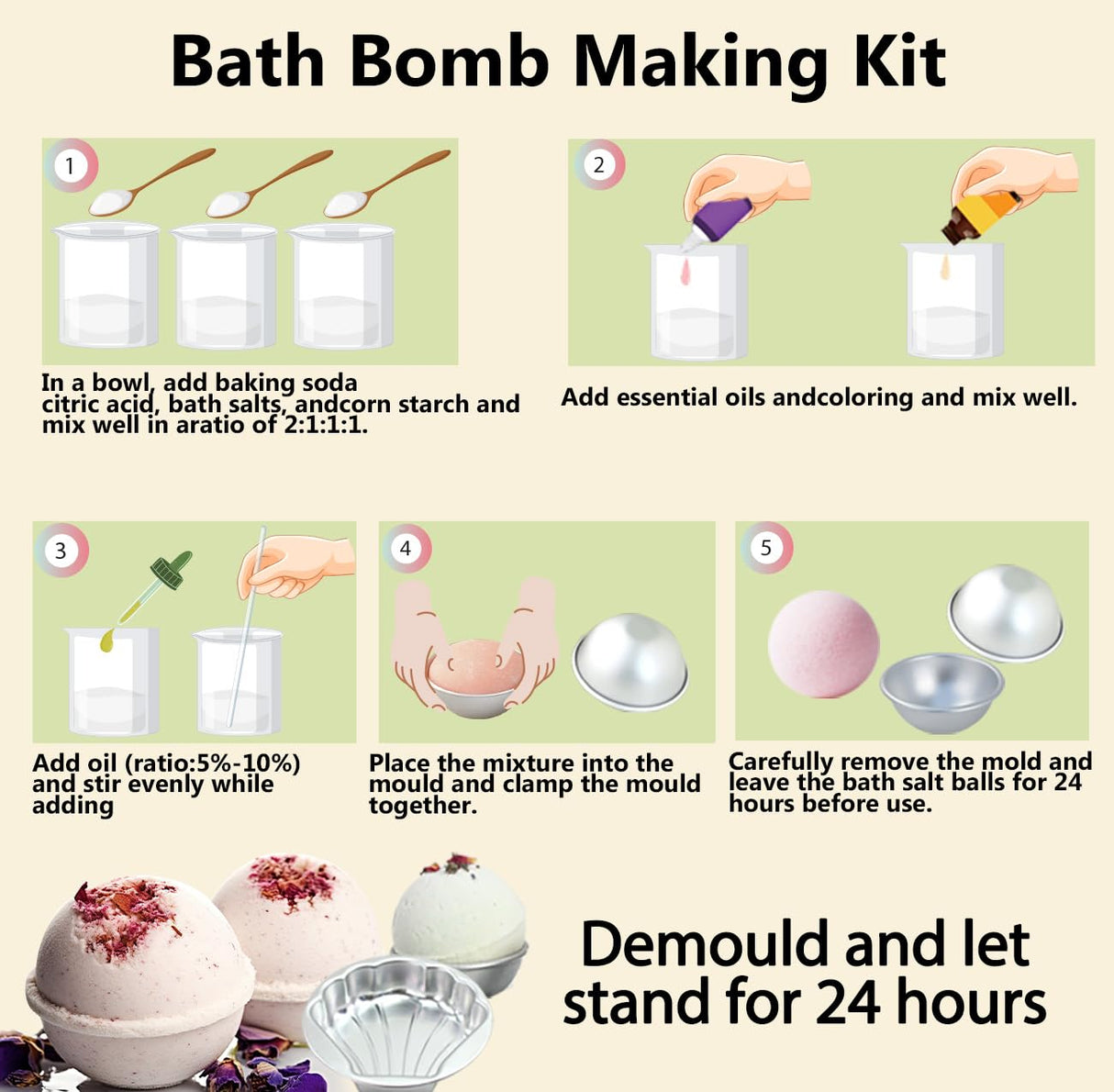 Worhepp Bath Bomb Making Kit- Make Your Own Spa Set, Shower Craft Kits with Bath Bomb Molds, Soap Making Kits, Beginner Bath Bomb Kit DIY Bath Bombs Kit for Making Supplies Gifts for Girls Women Worhepp