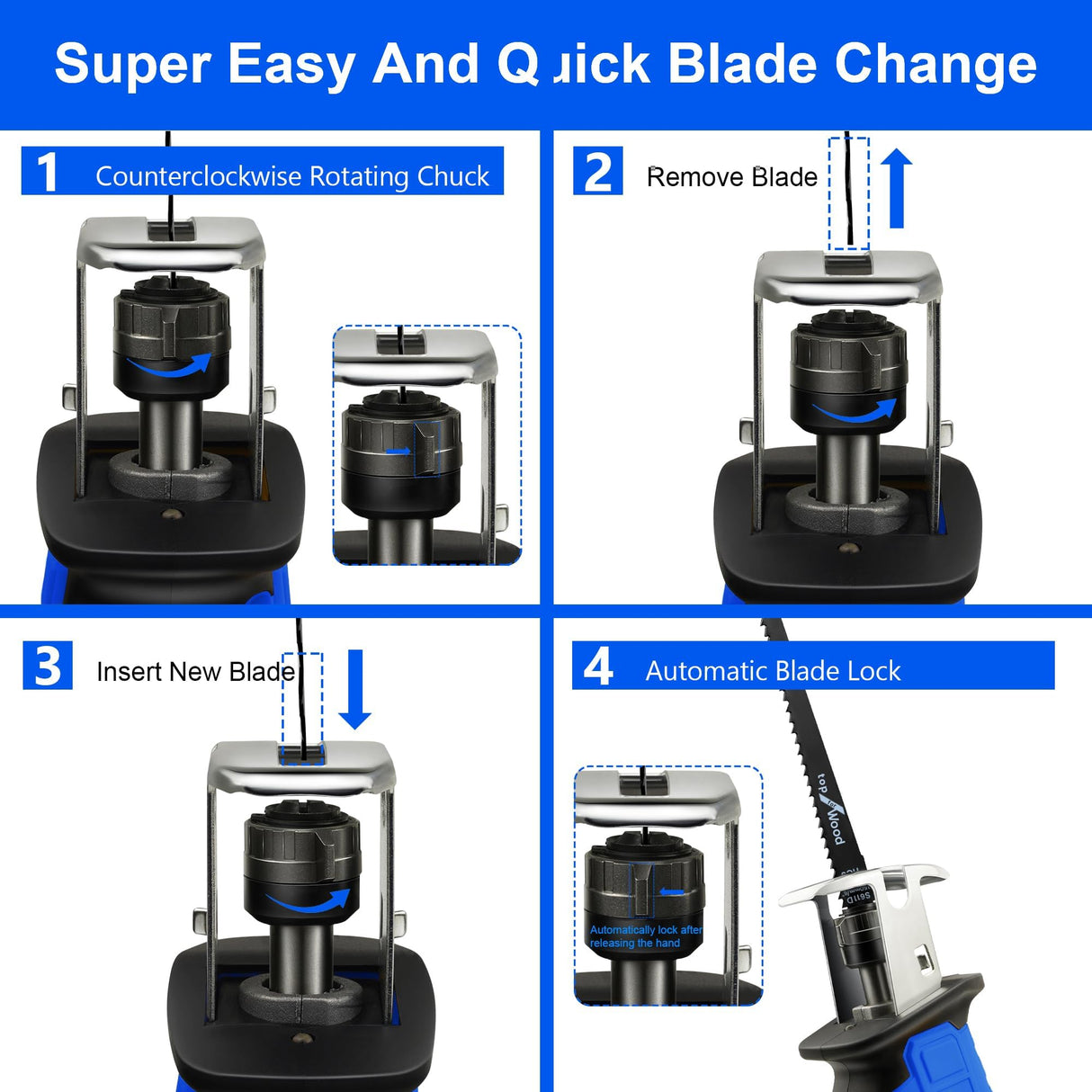 Reciprocating Saw Compatible with 18V Battery,Cordless Reciprocating Saw,0-3500SPM Variable Speed, 4 Saw Blades/Protective Glasses/Mitten Kit for Wood/Metal/PVC Cutting(Battery not included) Mudite