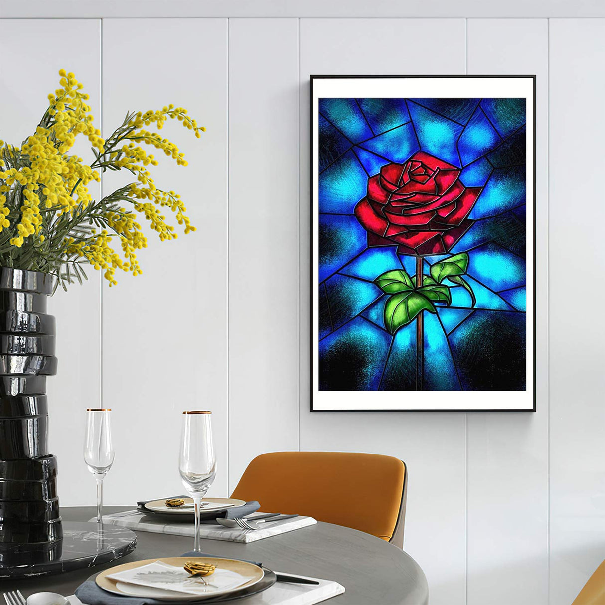 DIY 5D Diamond Painting, Diamond Embroidery Cross Stitch Kit Red Rose Flower 5D Diamond Rhinestone Painting Crystals Cross Stitch Picture Arts Home Decor (Red Rose, 30x40cm/11.8x15.8in) MVVMTOP