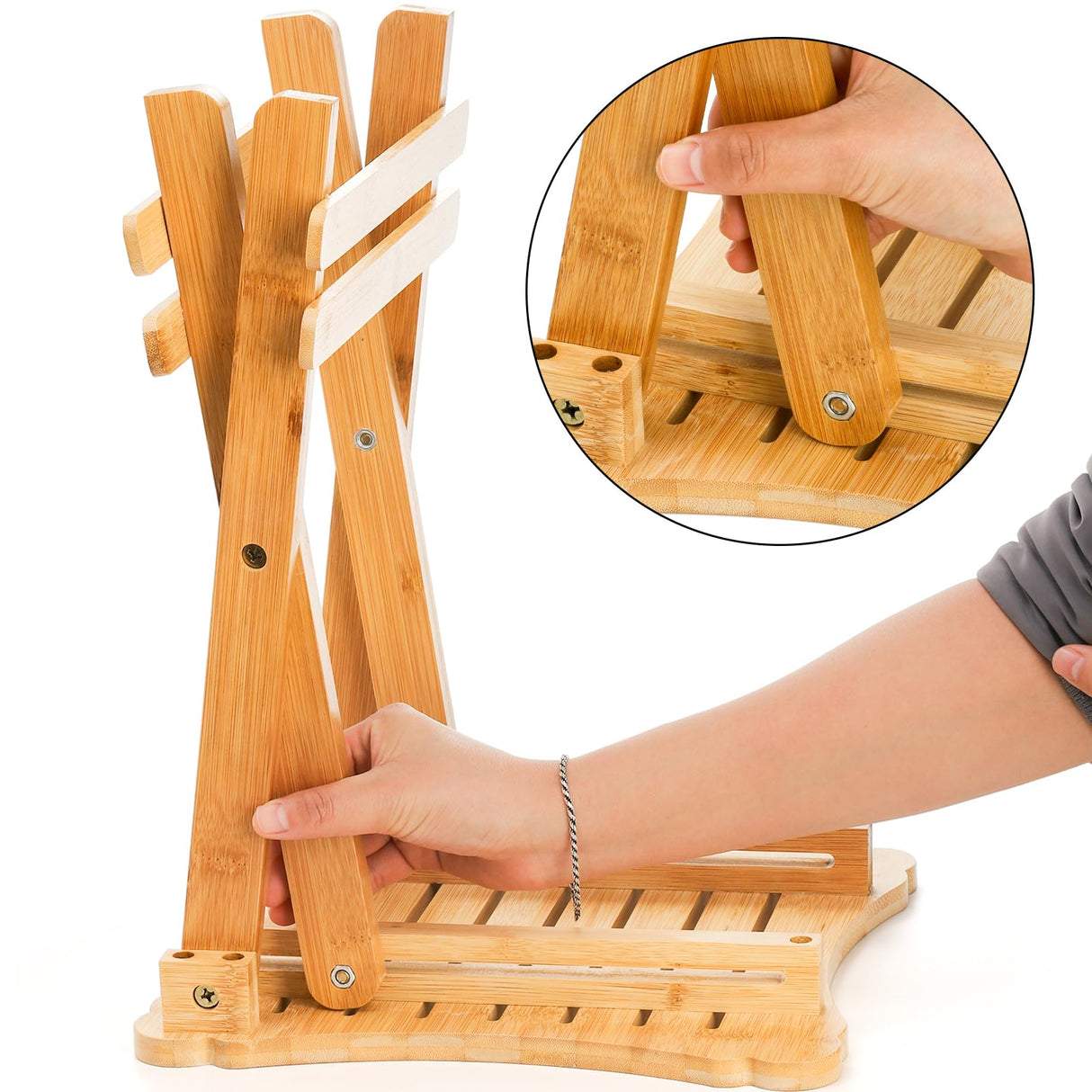 ZEAYEA 12 Inch Bamboo Folding Step Stool, Portable Shower Foot Rest Stool Bath Chair for Leg Shaving, Spa, Sauna, Collapsible Fishing Stool for Outdoor Fishing Camping, Fully Assembled ZEAYEA