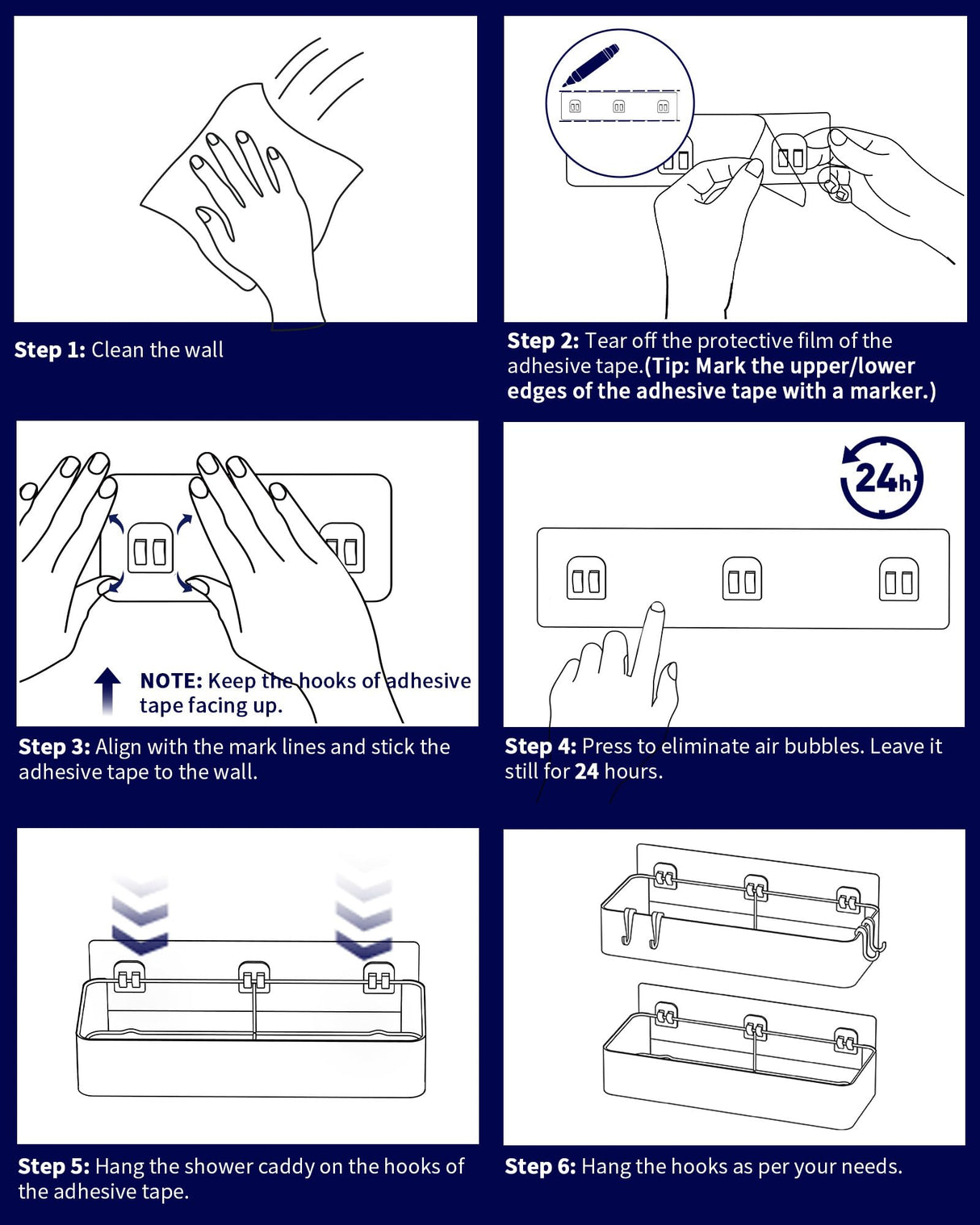 Kitsure Shower Caddy - 2 Pack Adhesive Shower Organizer, Rustproof Metal Shelves, No-Drill Bathroom Organizers and Storage, Black, Large Kitsure