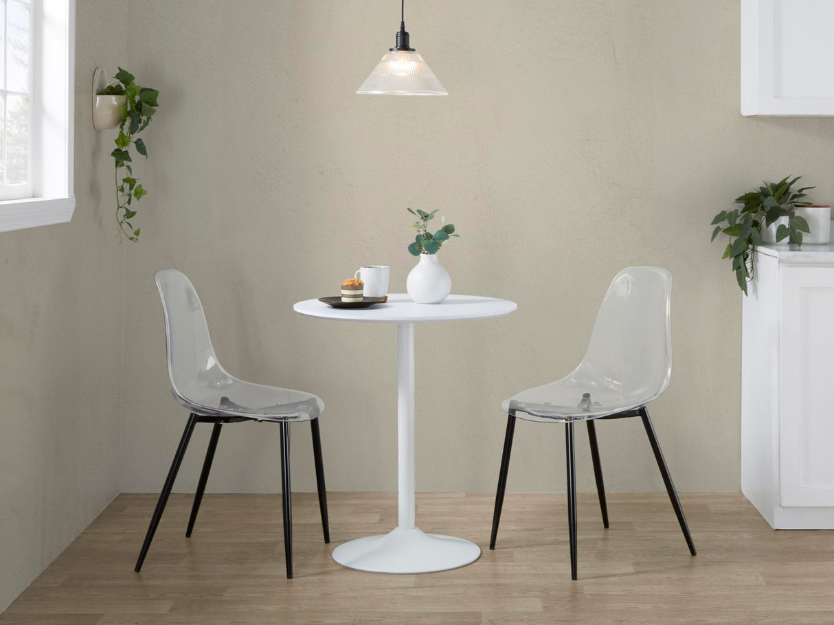 LumiSource Pebble 3-Height Adjustable Bar Table, Round High Top Pub Table (White Metal, White Wood) LumiSource