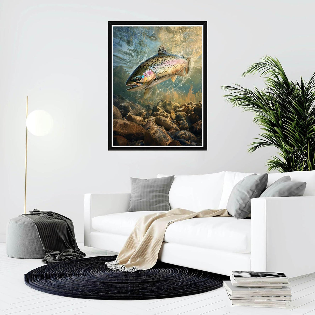 Bimkole Fish Paint by Number for Adults, DIY Oil Painting Kit on Canvas with Paintbrushes and Acrylic Pigment, for Paint by Numbers for Beginner, for Home Wall Decor (16x20Inch) Qm2833 Bimkole