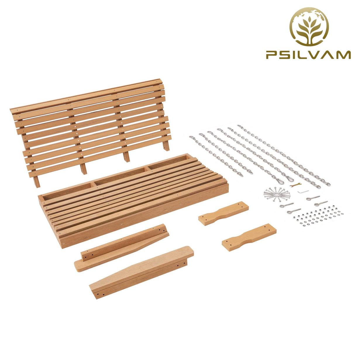 Psilvam Porch Swing, 2-Person Poly Lumber Outdoor Swing, All-Weather Farmhouse Patio Swing That Never Rot and Fade, Suit for Garden, Porch and Park (51" D x 27" W x 23" H) Psilvam