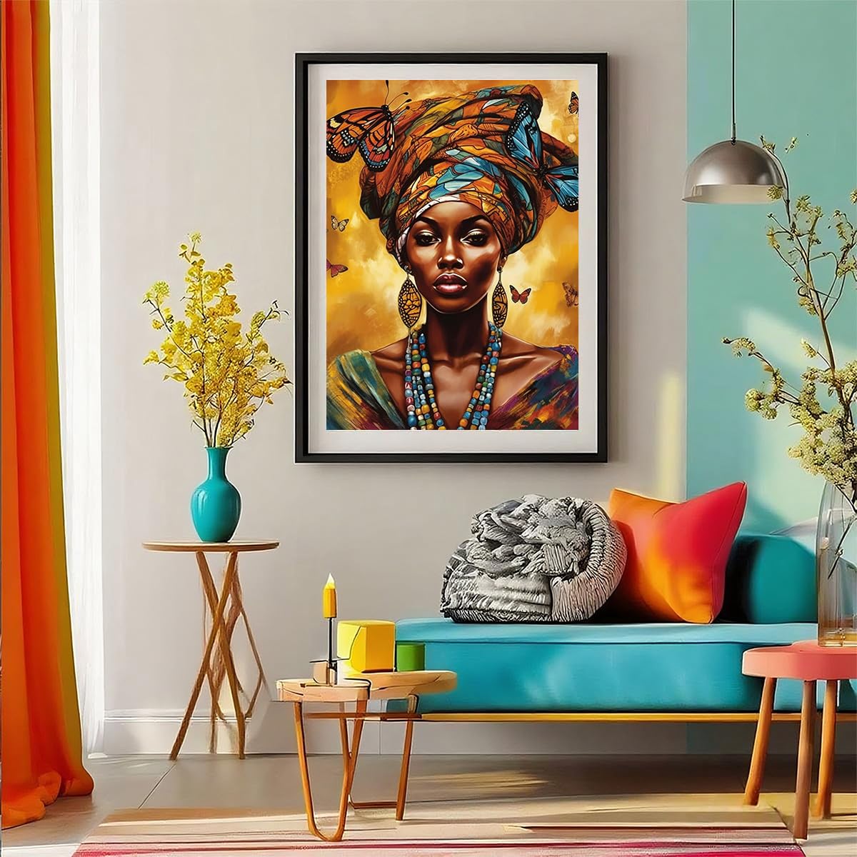 Diamond Painting Kit, 30x40cm African Woman Portrait Cultural Art, Round Drill DIY Craft for Adults, Ethnic Style Decor Gift Amz Camel