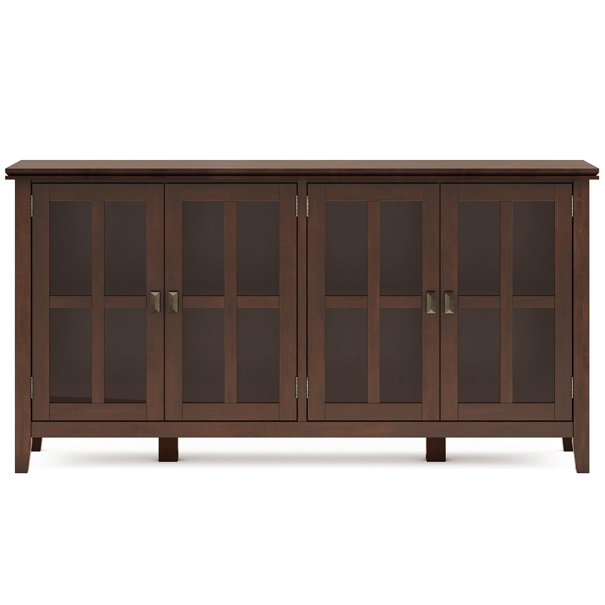 SIMPLIHOME Artisan SOLID WOOD 66 Inch Wide Contemporary Wide 4 Door Storage Cabinet in Russet Brown, For the Living Room, Entryway and Family Room SIMPLIHOME