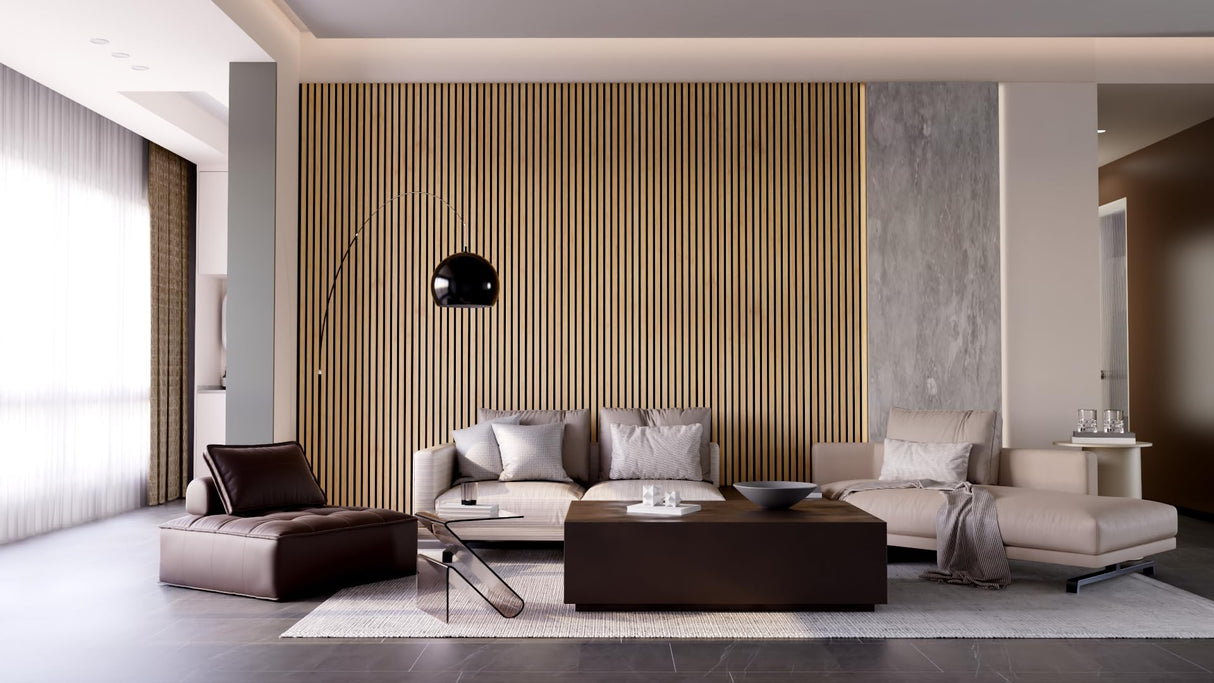 Wood Wall Panels, 2-Pack 94.5" x 12.6" Soundproof Wall Panels, Wood Slat Wall Panels for Wall Decor, Natural Oak AEVDOY