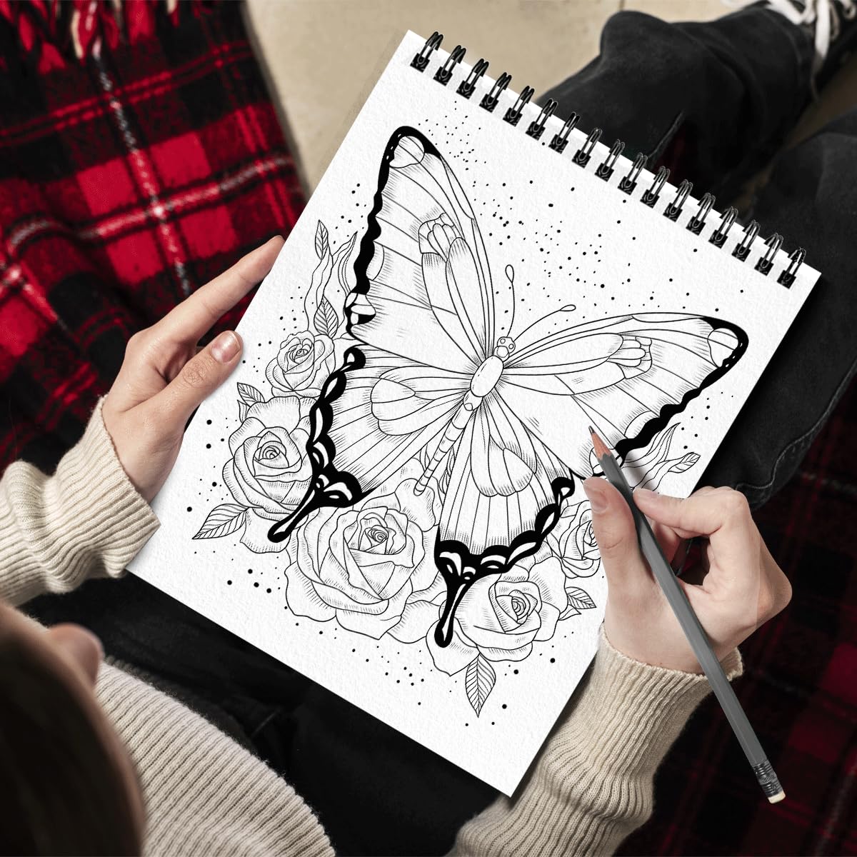SOUTHERN LOTUS Butterflies And Flowers Spiral Coloring Book Wirebound Hardcovers Floral Design Aesthetic Illustrations Butterfly Relaxing Large Print Pages For Adults Relieve Stress Mindfulness SOUTHERN LOTUS