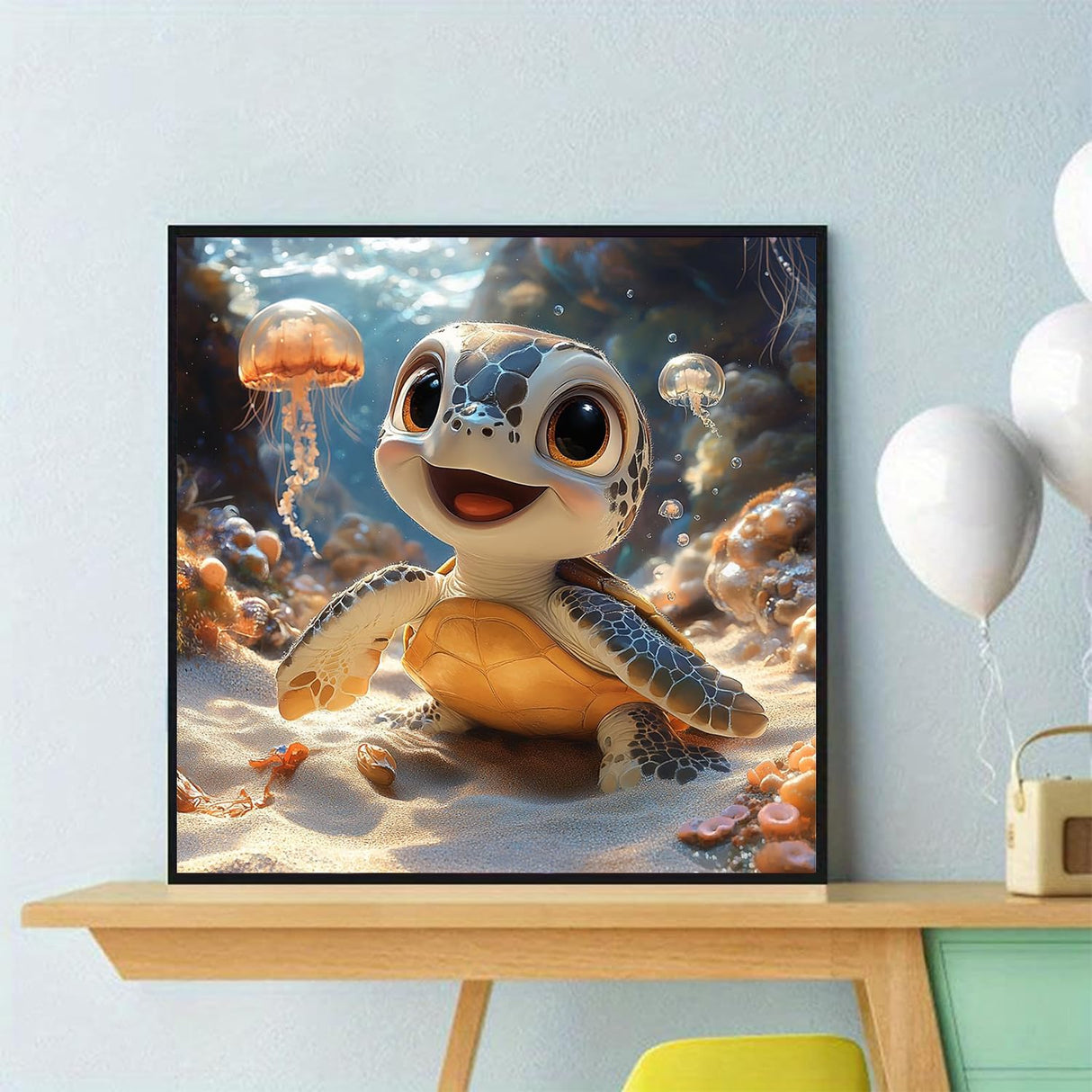 NWQZBYHT Sea Turtle Diamond Art Kits for Adults,Jellyfish 5D Diamond Painting Kits for Beginner,DIY Round Full Drill Diamond Dots,Gem Painting Kit for Adults Crafts Home Wall Decor 13.78x13.78 Inch NWQZBYHT