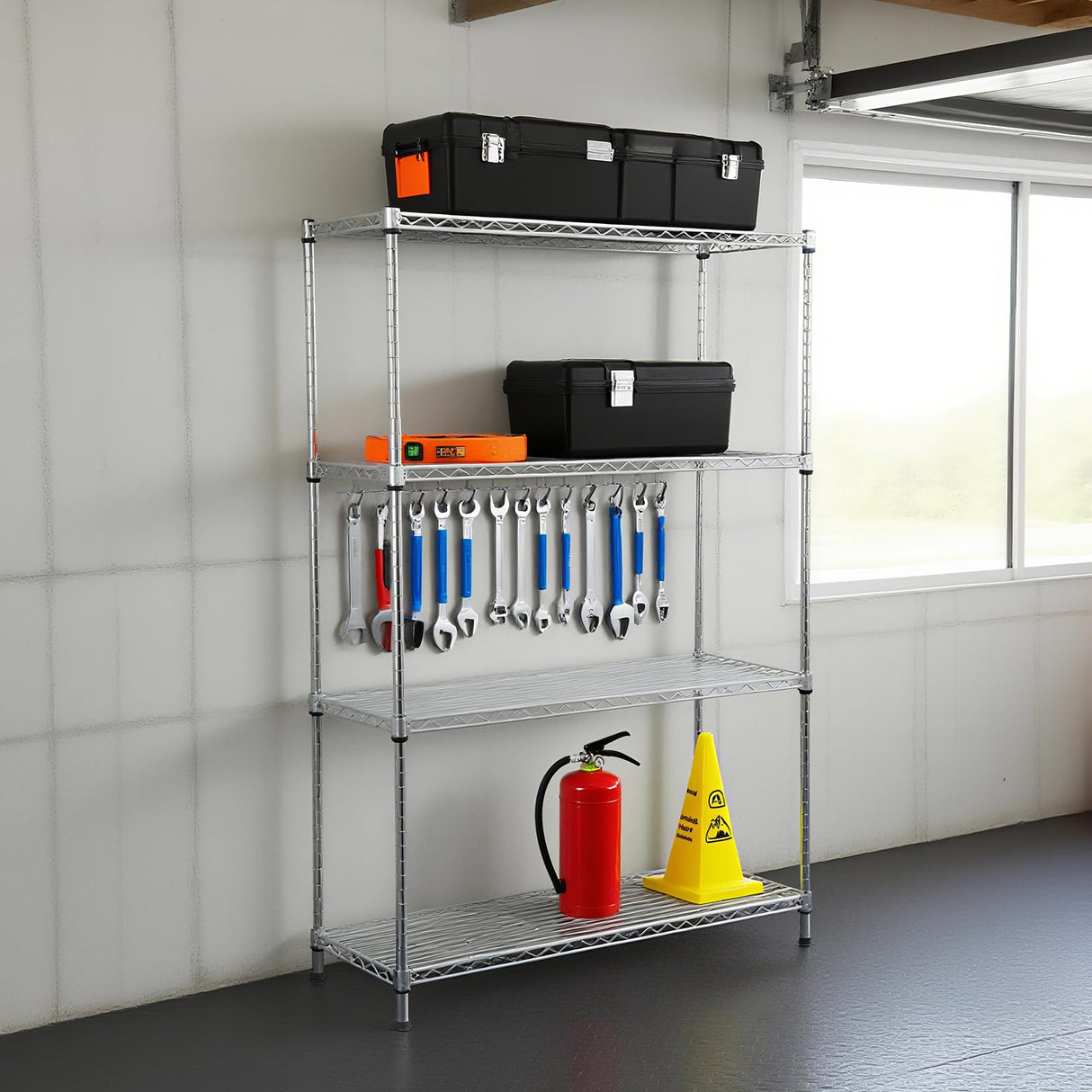 hiLISS Heavy-Duty 4 Tiers Chrome Steel Wire Shelving NSF Certified. Adjustable Storage Rack for Kitchen,Garage,and Laundry Utility Room (Chrome-4Tiers-36x14x54) hiLISS