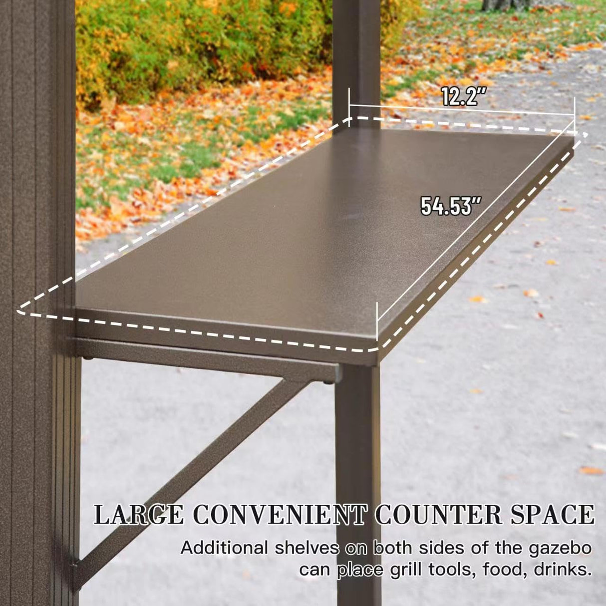 Domi Grill Gazebo 8' X 6', Outdoor Aluminum Hardtop BBQ Gazebo Canopy Double Roof with Shelves Serving Tables and Hooks for Patio Lawn Backyard Deck domi outdoor living