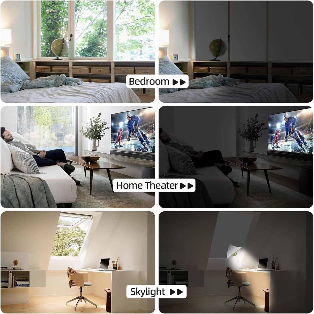 DUOFIRE Blackout Curtains for Bedroom 79" x 57", Portable Window Blackout Blinds No Drill Room Darkening 100% Blackout Shades Temporary Blackout Window Cover for Nursery Travel RV (Silver-Silver) DUOFIRE