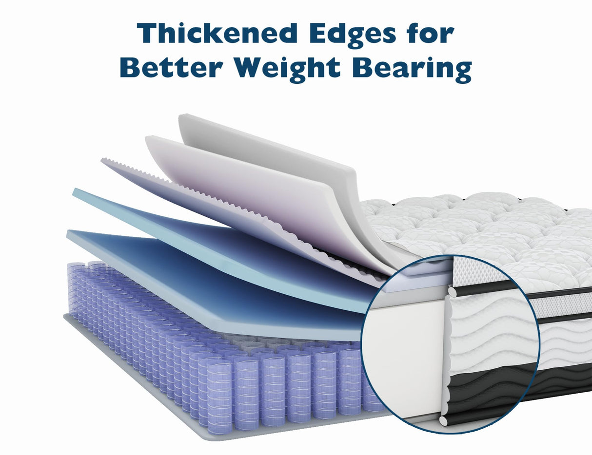 Maxzzz King Mattress in a Box 14 Inch Bamboo & Gel Infused Memory Foam Pocket Spring Hybrid Mattress - Medium Firm - Pressure Relief - CertiPUR-US Certified Maxzzz