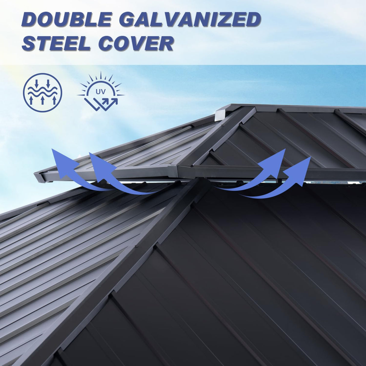 CHARMELEON 10'x12' Wood Gazebo,Patio Cedar Wood Gazebo with Mosquito Netting and Curtains, Galvanized Steel Hardtop Pavilion for Outdoor, Garden, Deck CHARMELEON