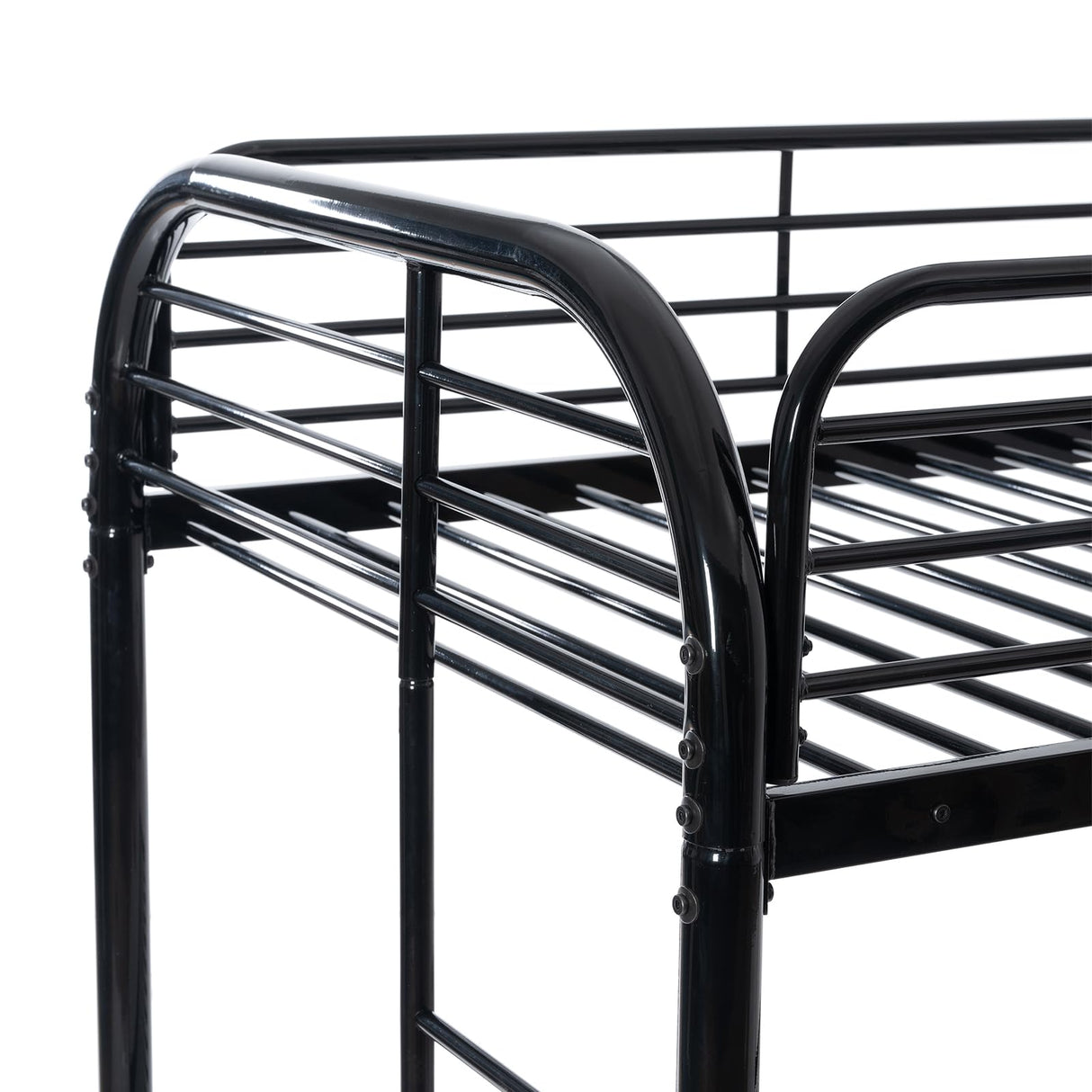 YIORTWO Metal Bunk Bed Twin Over Twin, Modern Style Bunk Bed with Curved Edges Safe Guardrail for Small Space, Loft Bed for Adults Kids Teens, Noise Free, No Box Spring Needed, Black YIORTWO