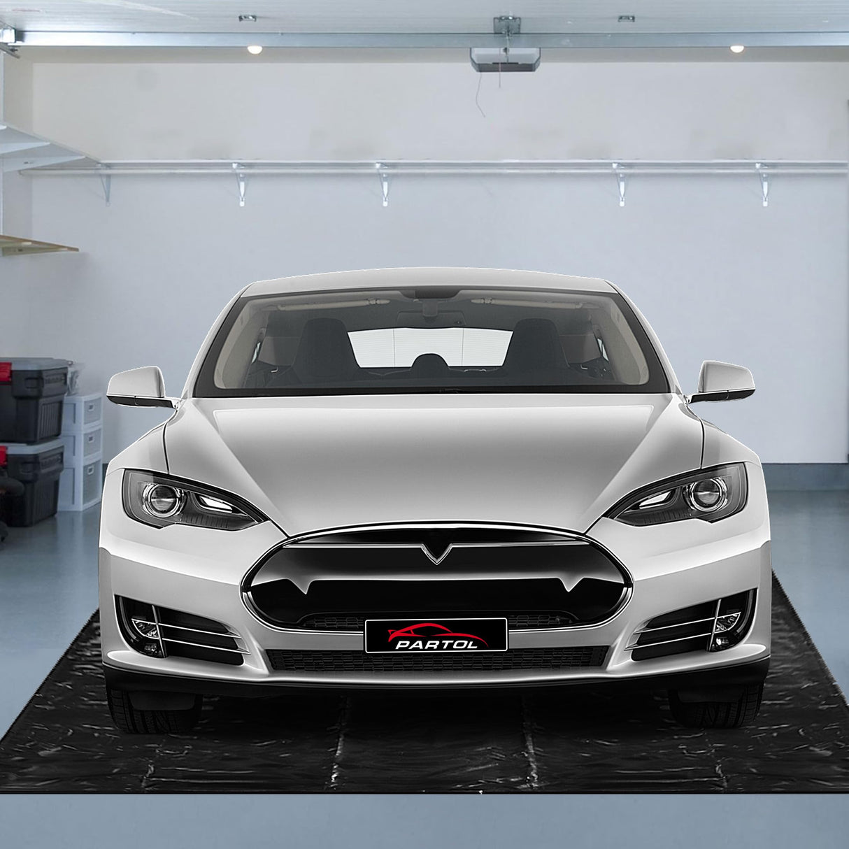 Partol Garage Floor Containment Mat Non-Slip Garage Floor Mat Heavy Duty Waterproof Garage Mat Floor Protection from Sand, Snow, Rain and Mud for Cars (8.6 x 20ft) PARTOL