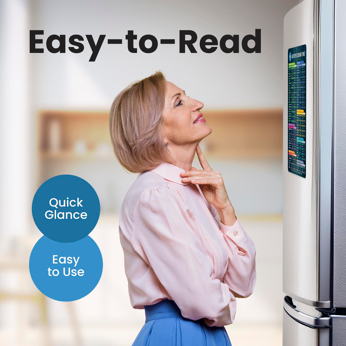 Air Fryer Magnetic Cheat Sheet Set - Air Fryer Accessories Cookbook - Easy to Use AirFryer Time Chart Set - Strong Magnet Quick Reference Cooking Guide for Frying (Black) LOTTELI KITCHEN