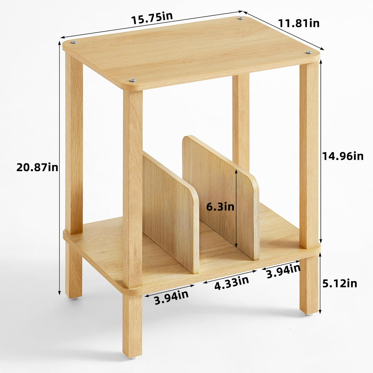 LELELINKY 2-Tier Bamboo Record Player Stand with Vinyl Record Storage up to 100 Albums, Bedroom Record Holder and Multi-Functional End Table for Living Room, Natural LELELINKY