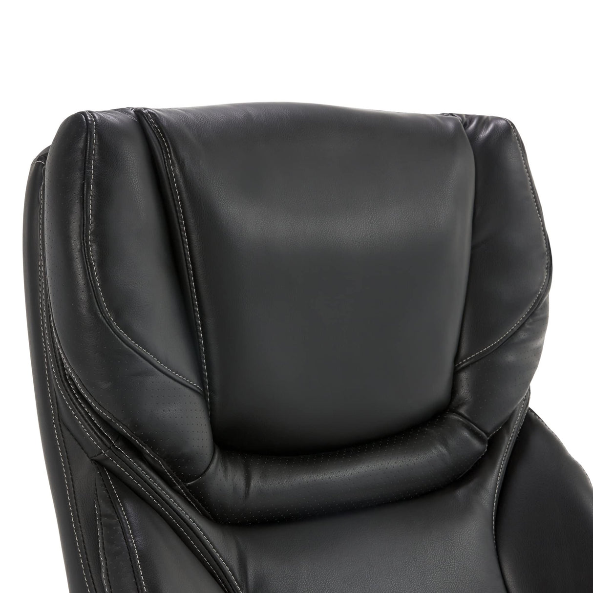 Serta Conway Big and Tall Executive Office Wood Accents, Adjustable High Back Ergonomic Computer Chair with Lumbar Support, Bonded Leather, 30.5D x 27.25W x 47H in, Black Serta