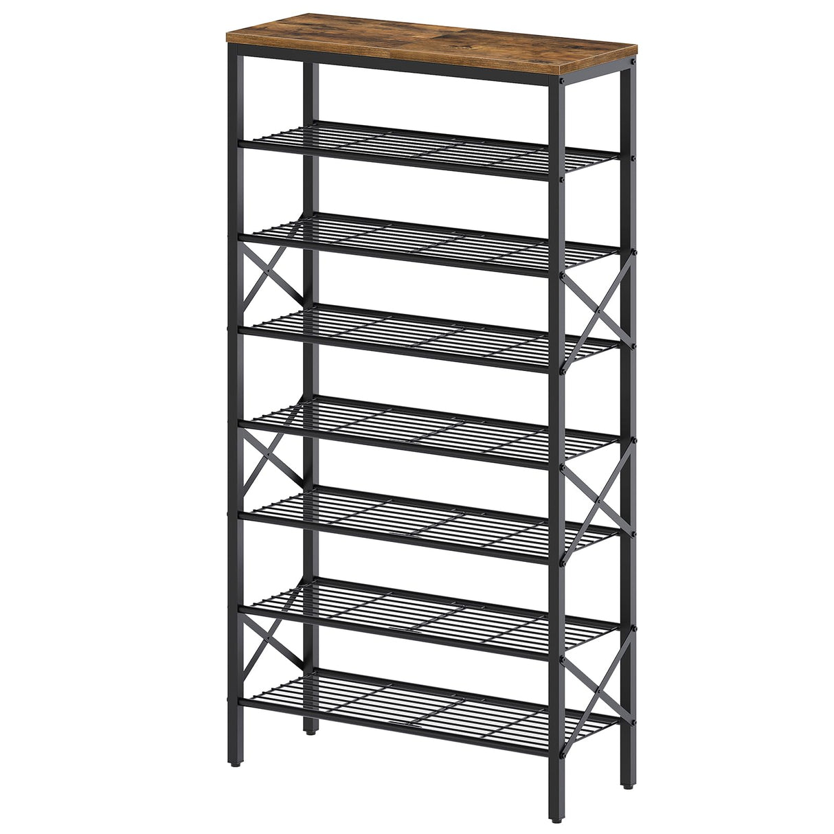 YATINEY 8 Tier Shoe Rack, Shoe Storage Organizer, Large Capacity Shoe Shelf Holds 32 Pairs of Shoes, Durable and Stable, for Entryway, Hallway, Closet, Dorm Room, Rustic Brown SS08BR YATINEY