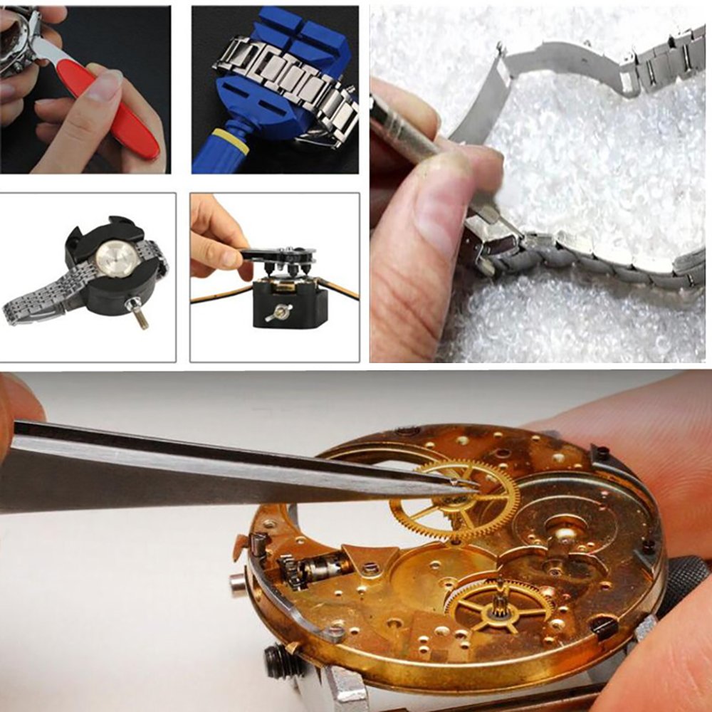 147 PCs Watch Repair Tool Kit Set Professional Spring Bar Tool Set Watch Link Pin Tool Back Opener Remover Watch Maintance Kits with Carrying Case & Hammer JDYYICZ