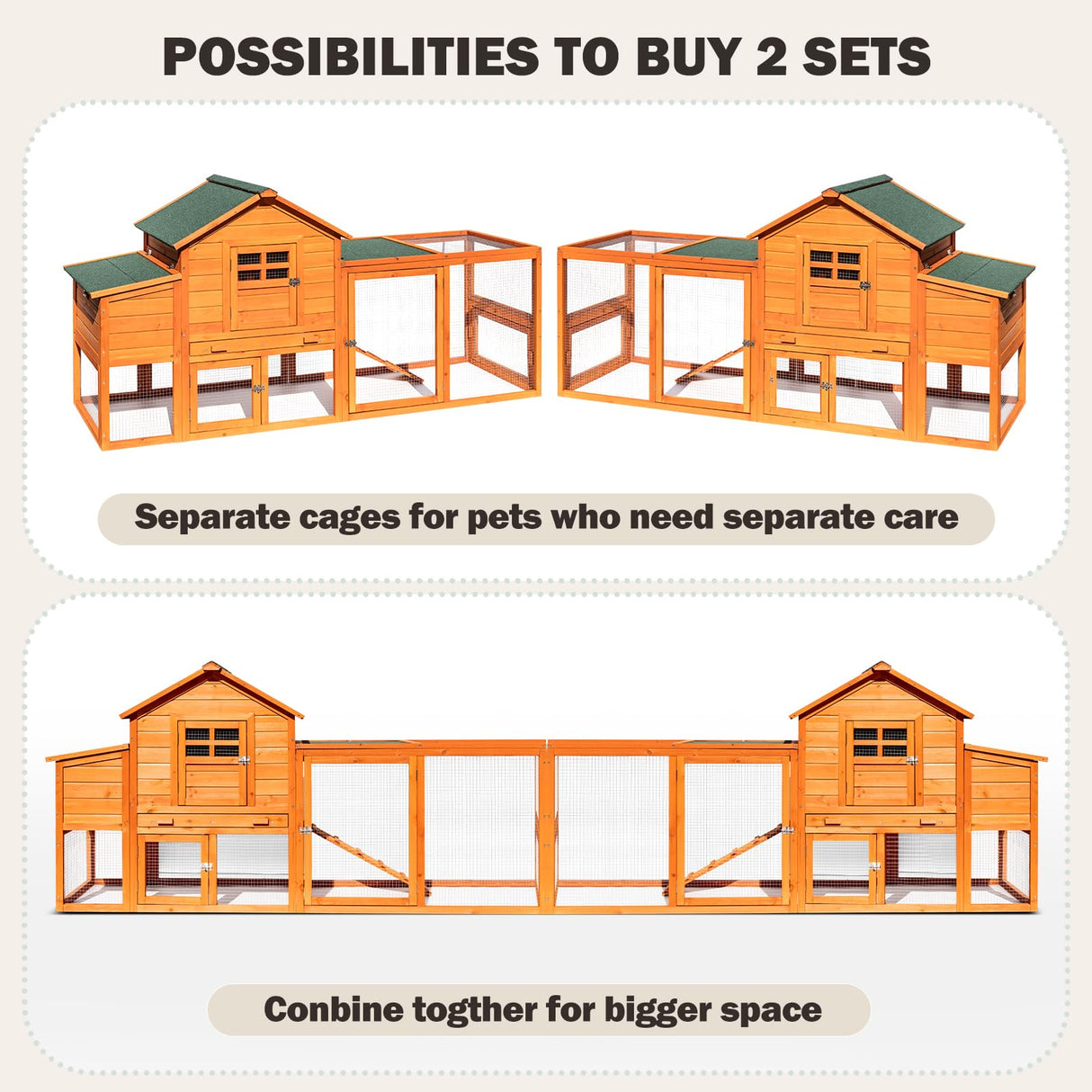 RUNSHED Chicken Coop for 4-6 Chickens Outdoor Wooden Hen House Poultry Pet Hutch for Backyard w/Run Cage & Nesting Box RUNSHED