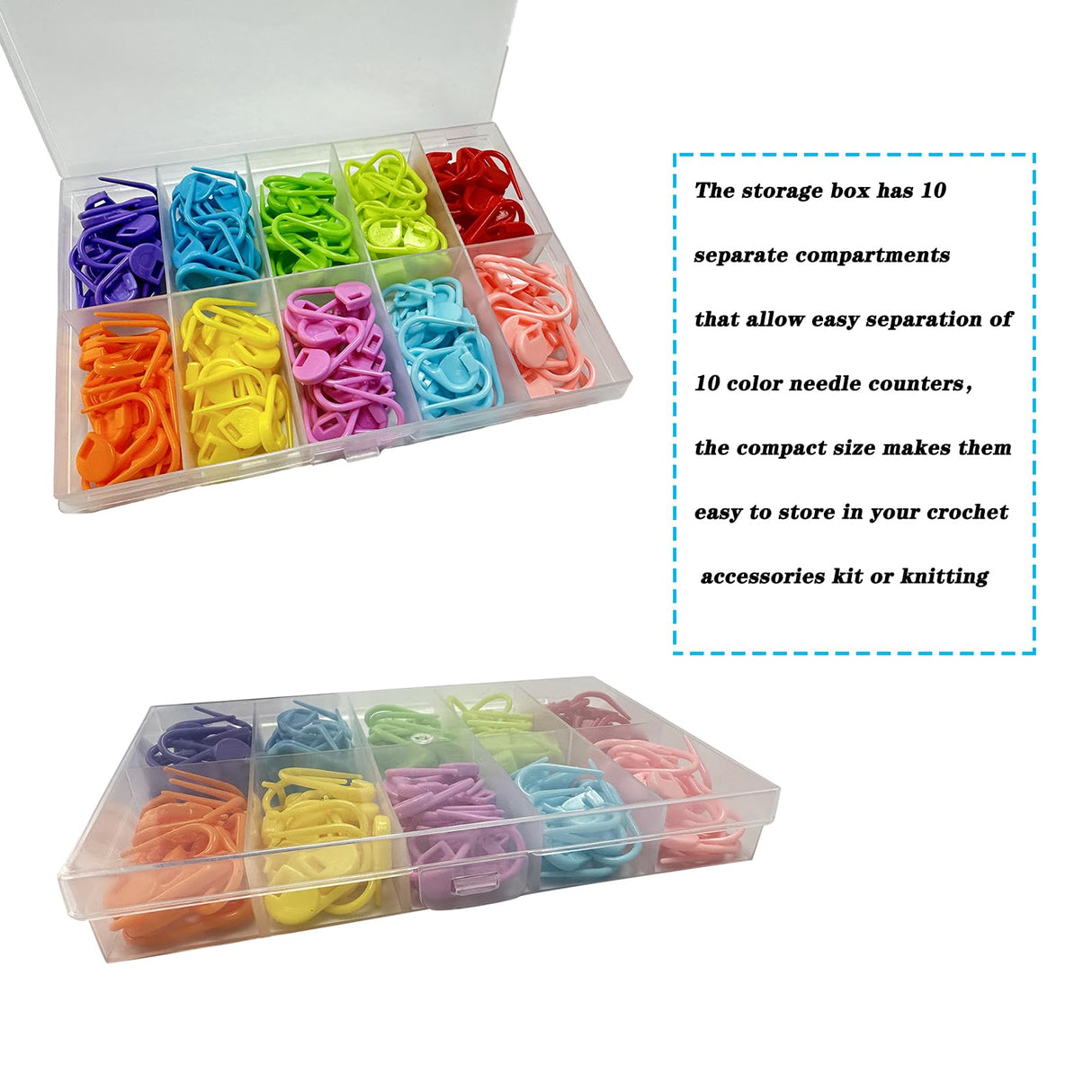 Meikeer 150 Pieces Knitting Crochet Locking Stitch Markers Stitch Needle Clip Counter 10 Colors (Color Ship Randomly) Meikeer