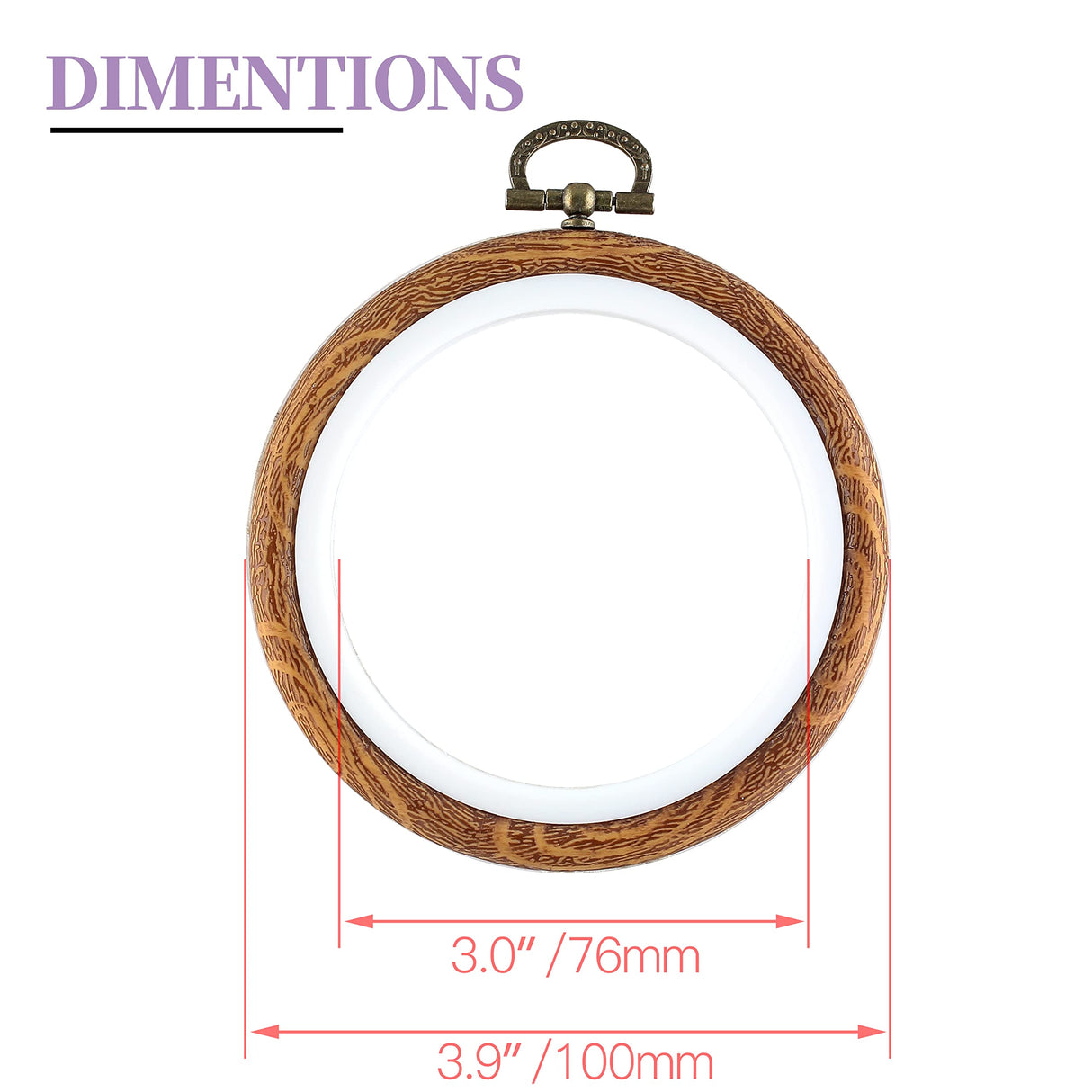 Piutouyar 3 Pieces 4 Inch Embroidery Hoop Set Imitated Wood Display Frame Embroidery Hoops Circle Cross Stitch Hoop Ring for Art Craft Sewing and Hanging Ornaments Decor Piutouyar