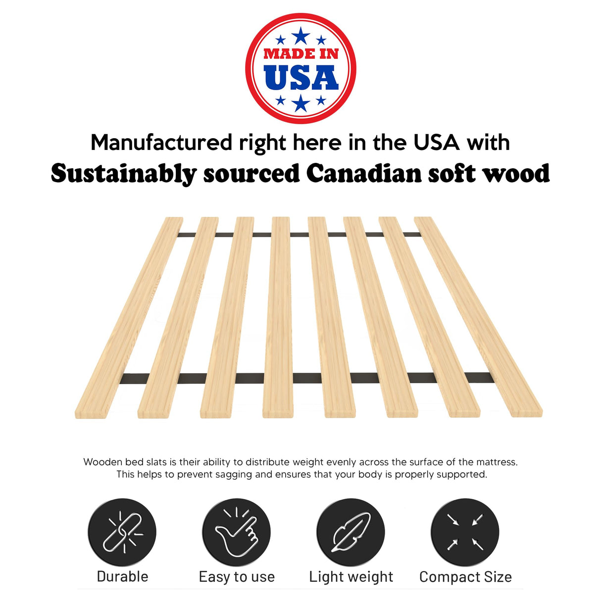 Greaton, 0.68-Inch Vertical Wooden Bunkie Board/Bed Slats, King, Beige Greaton