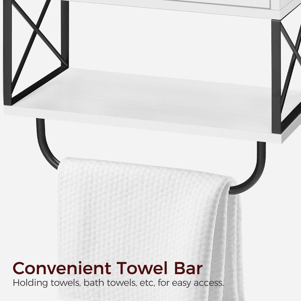 MAHANCRIS Bathroom Wall Cabinet with 2 Door and Adjustable Shelves, Farmhouse Medicine Cabinet with Towel Rack, 3-Tier Wall Mounted Storage Cabinet Over The Toilet for Bathroom Laundry Room, White MAHANCRIS