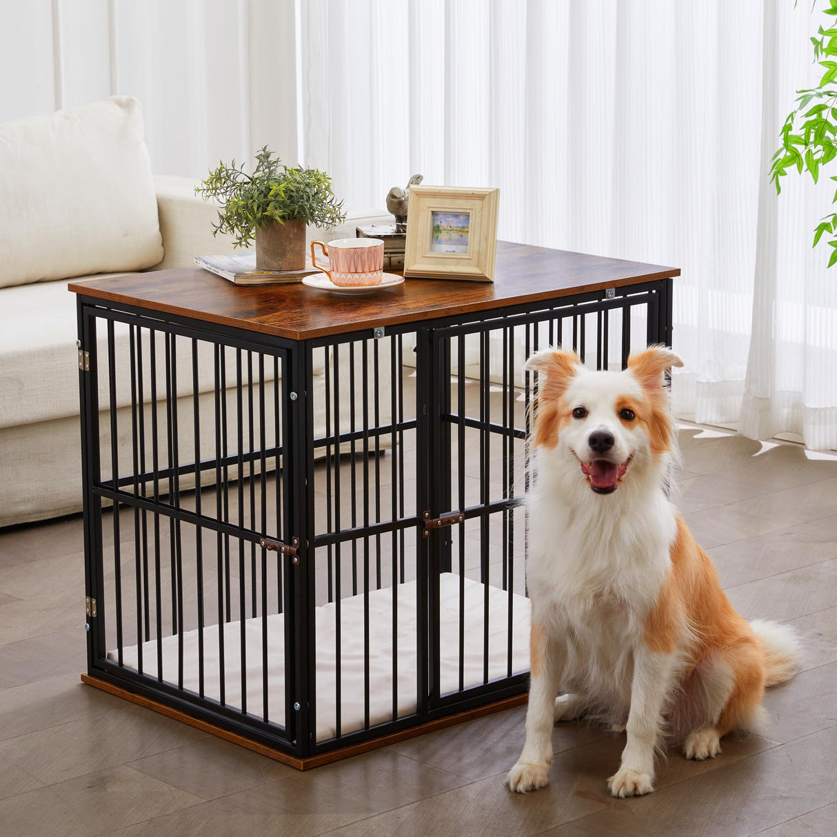 Made4Pets Dog Crate Furniture Dog Kennel Indoor Decorative Wood Dog Cage, 31”L x 21.6”L x 25.3”H, Brown MADE 4 PETS
