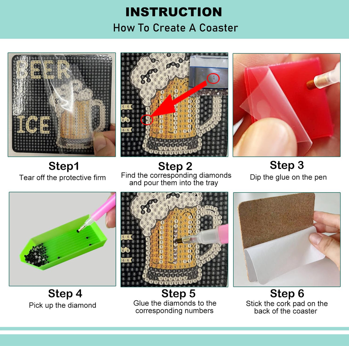 Nilyzit DIY Beer Coaster Diamond Painting Coasters Kits for Adults Small Diamond Art Kits Diamond Painting Kits for Adults Clearance adults'paint-by-Number Kits,Square Coasters,Funny Coasters Nilyzit