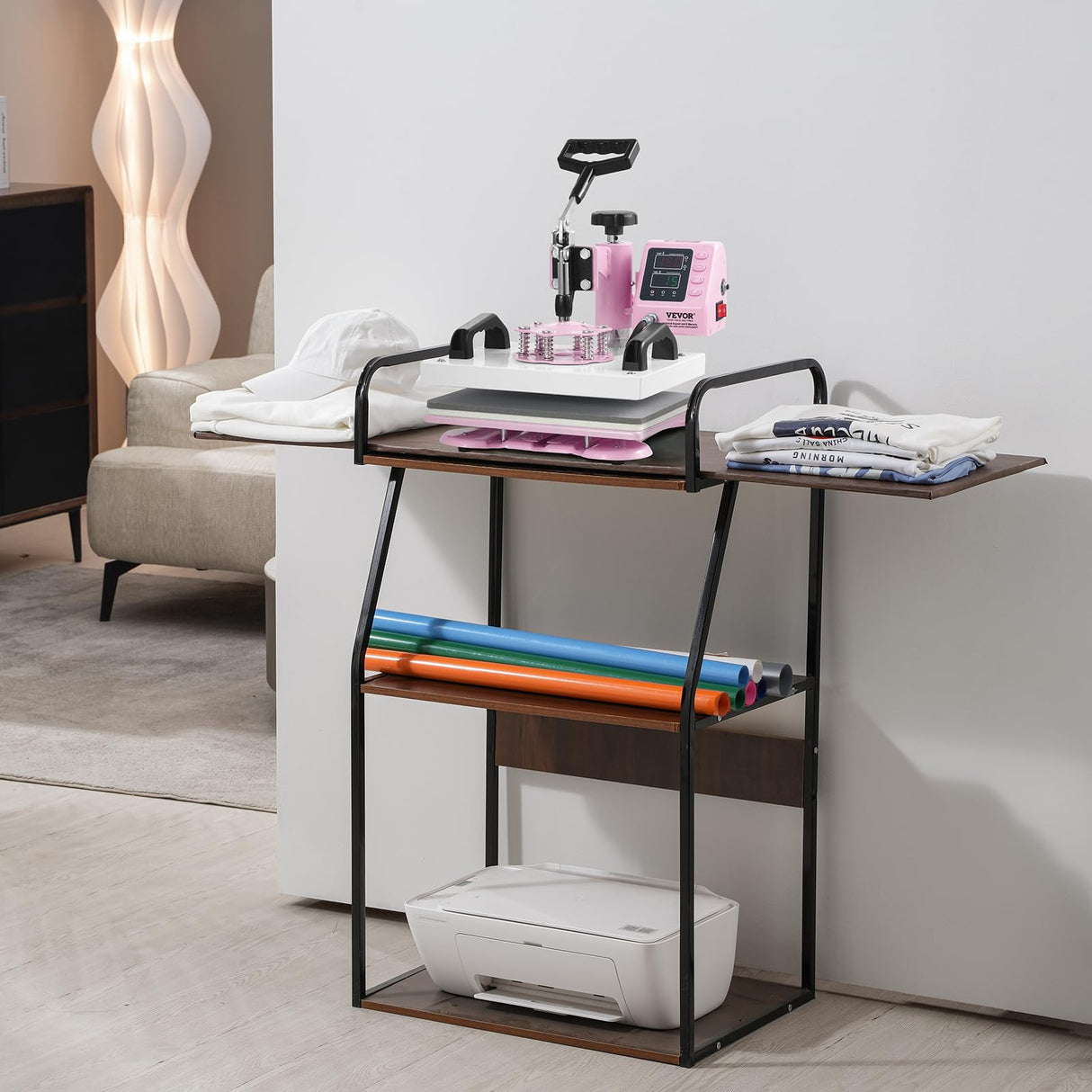 VEVOR 2 in 1 Heat Press Machine with Hat Heat Press, 12x10 T Shirt Press Machine, Professional 360° Swing Away Sublimation Heat Press for T Shirt Hat Cap Pillow Bag Pad (Pink & White) VEVOR