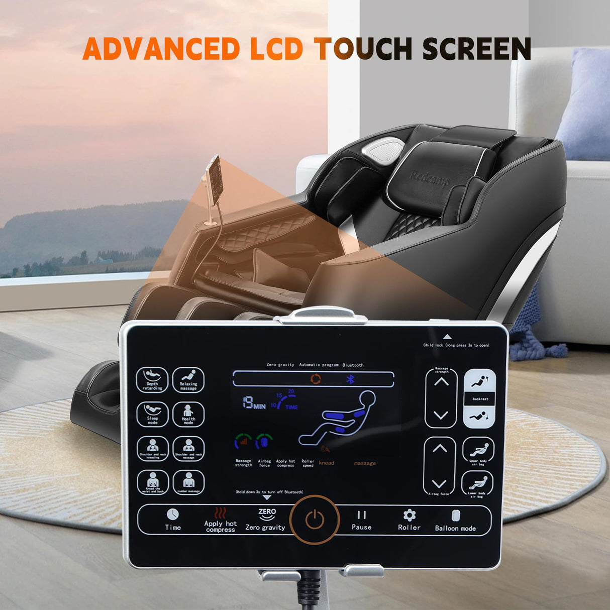 Redcamp Massage Chair Full Body: with 8-Point Fixed Nodes, Zero Gravity, Waist & Leg Heating, Airbag Massage, Bluetooth Music, LED Remote, Foot Rollers, Auto Programs, Adjustable Calf Redcamp