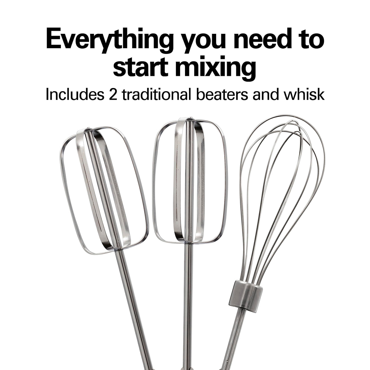 Hamilton Beach Electric Hand Mixer, 6 Speeds + Stir Button, 300 Watts of Peak Power for Powerful Mixing, Includes Whisk and Storage Clip, Black (62628) Hamilton Beach