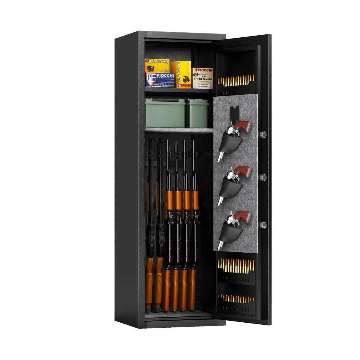 Beaunatixx 15-17 Gun Safe, 57'' Fireproof Safe, 0.1s Fingerprint Unlock Gun Safe for Rifles and Pistols, Gun Cabinet Safe for Handgun with Adjustable Shelves, Suitable for Rifles, Pistols &Shotguns Beaunatixx