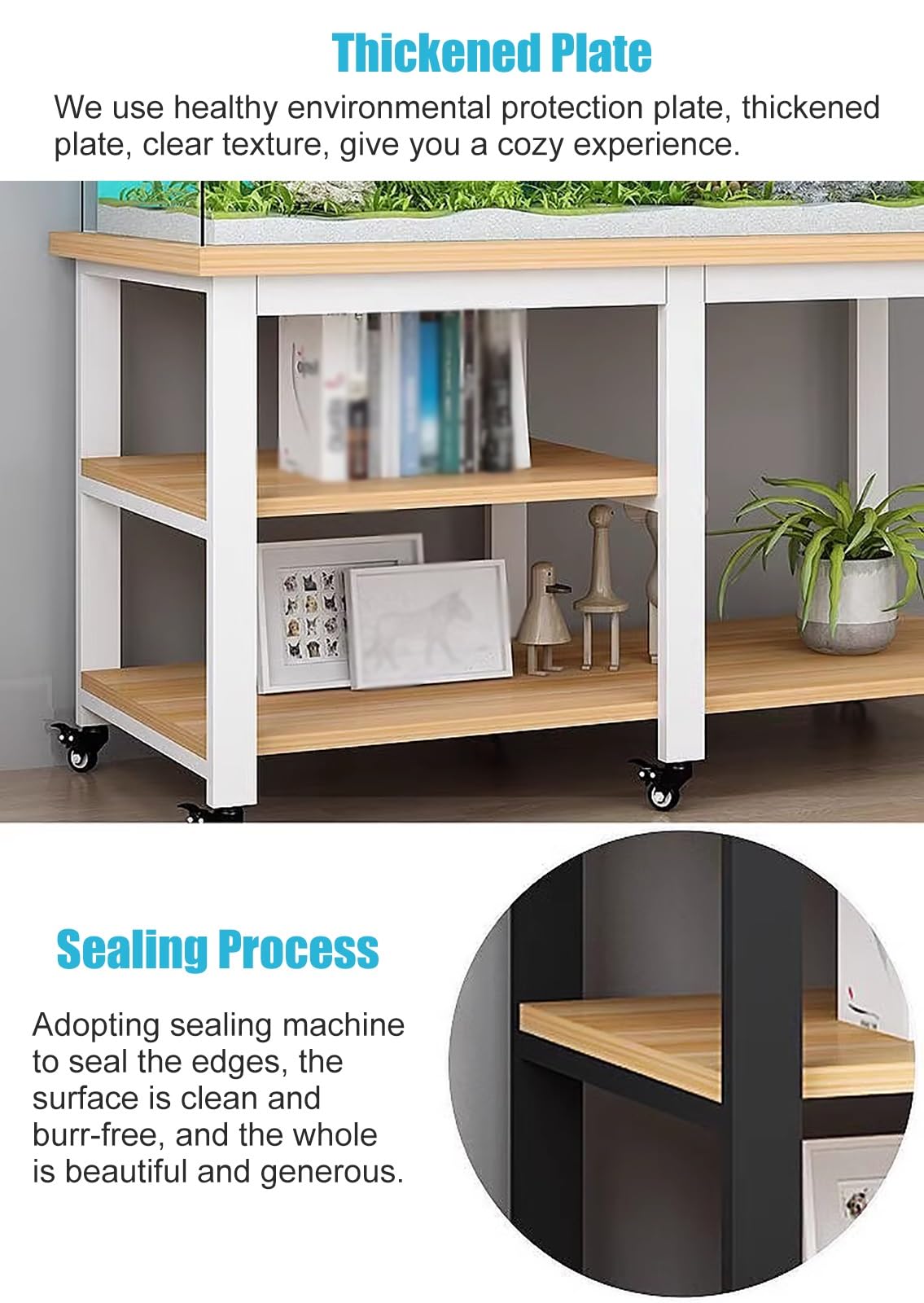 20 30 10 Gallon Fish Tank Stand with Wheels & Storage, Metal & Wood Aquarium Rack System Rolling Breeder Tank Stands, 77cm Tall Terrarium Holder(Color:#2,Size:(LxWxH) 50x30x75cm) JYHHCYS