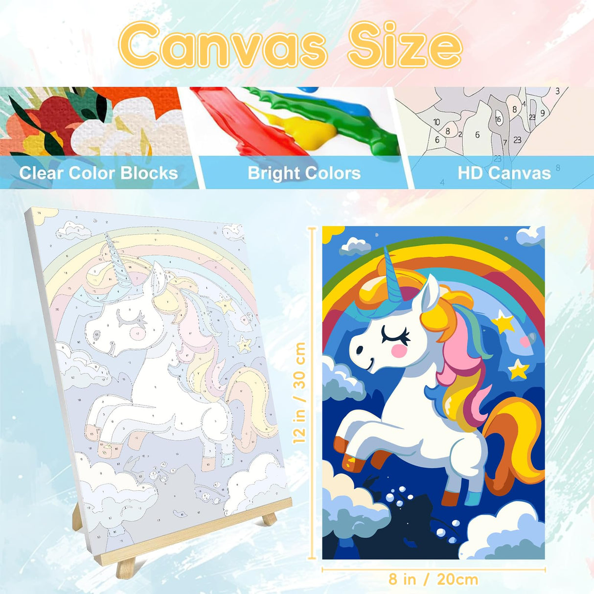 3 Pack Framed Paint by Numbers Kit for Kids, Animal Paint by Number for Kids Ages 4 8 12, Easy Framed Painting Kits with Easel for Kid Beginners Home Wall Decor (8x12 inch) HITO